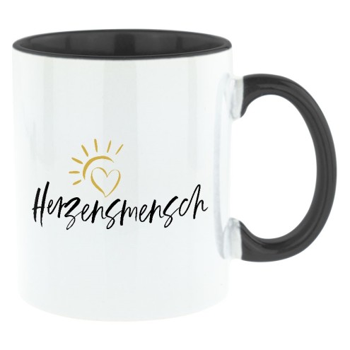 HERZENSMENSCH Bi-Color Tasse schwarz