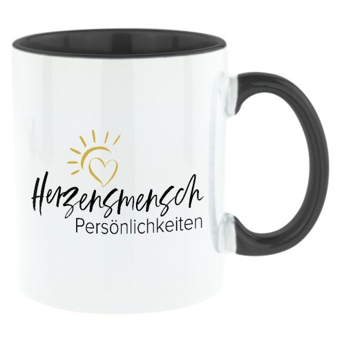 HERZENSMENSCH Persönlichkeiten Bi-Color Tasse schwarz