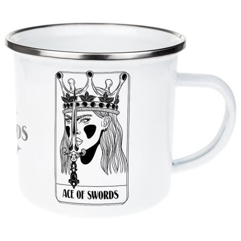 Tarot Ace of Swords Emaille Tasse