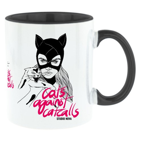 Cats against Catcalls Bi-Color Tasse schwarz