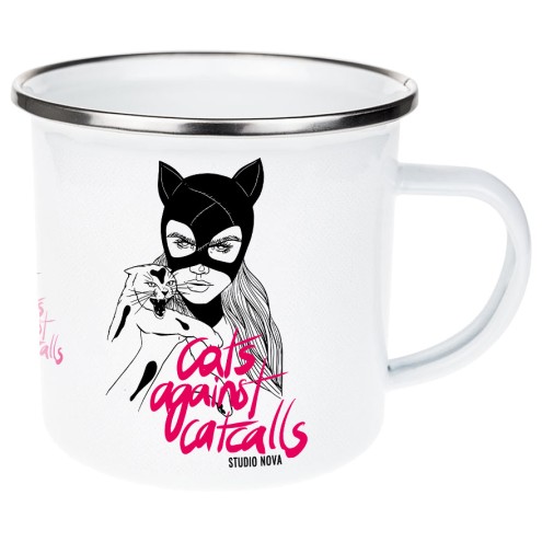 Cats against Catcalls Emaille Tasse