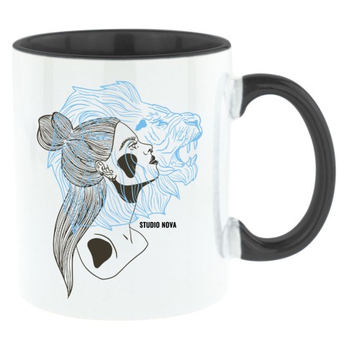 Leo girl Bi-Color Tasse schwarz